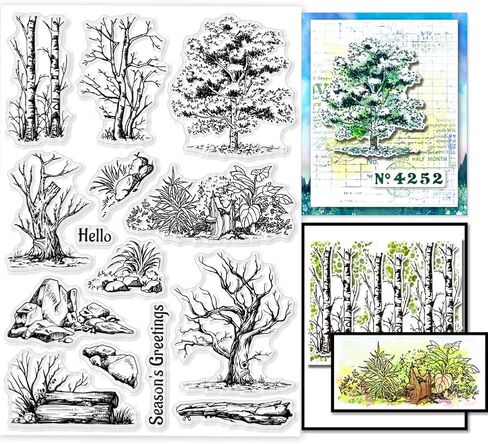 GLOBLELAND Trees Trunk Nature Clear Stamps for Card Making Tree Trunk Silicone Stamp 21x14.8cm Dead Trees Transparent Seal Stamps for DIY Scrapbooking Journal Album Decor in Kuwait