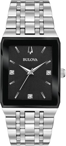 Bulova Men's Modern Quadra Stainless Steel 3-Hand Quartz Watch, Diamond Dial in Saudi Arabia