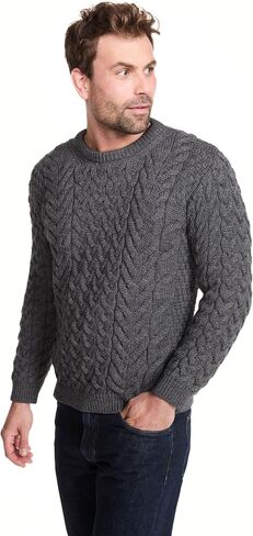 Irish Sweater for Men's Made in Ireland Supersoft Merino Wool Aran Fisherman Pullover in Kuwait