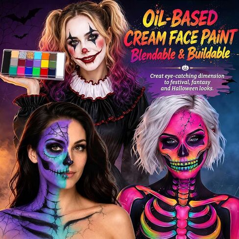 UCANBE 20 Colors Oil Based Face Body Paint Palette for Halloween SFX Makeup in Saudi Arabia