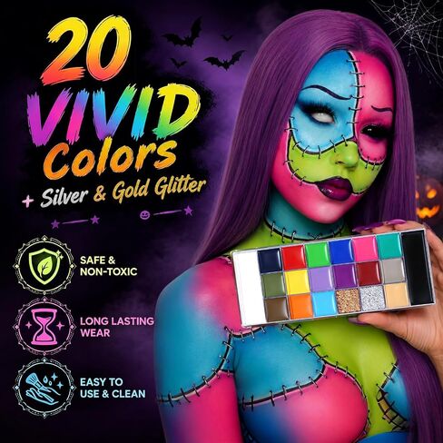 UCANBE 20 Colors Oil Based Face Body Paint Palette for Halloween SFX Makeup in Saudi Arabia