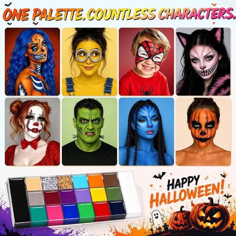UCANBE 20 Colors Oil Based Face Body Paint Palette for Halloween SFX Makeup in Saudi Arabia