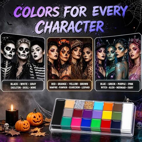 UCANBE 20 Colors Oil Based Face Body Paint Palette for Halloween SFX Makeup in Saudi Arabia