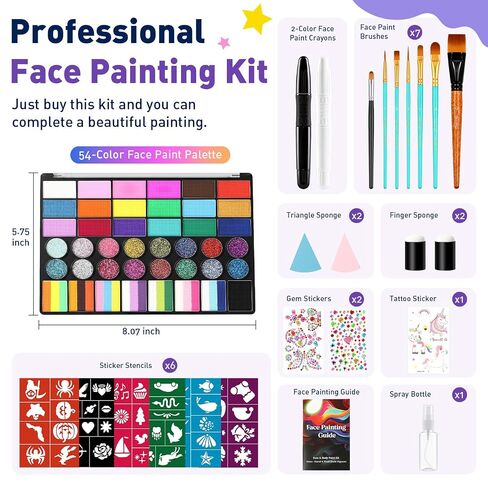 42 Color Face Painting Kits - Non Toxic Water Activated Face Paint Palette in Kuwait