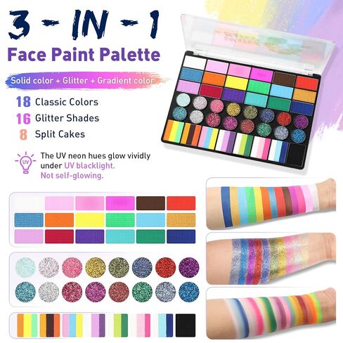 42 Color Face Painting Kits - Non Toxic Water Activated Face Paint Palette in Kuwait