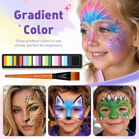 42 Color Face Painting Kits - Non Toxic Water Activated Face Paint Palette in Kuwait