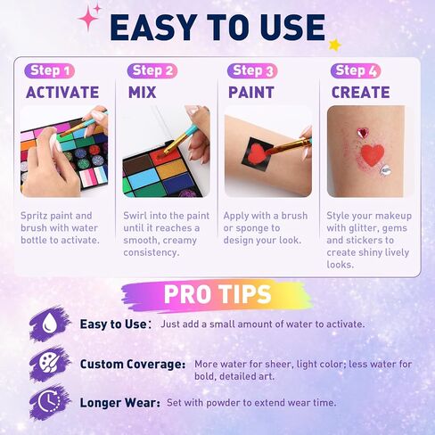 42 Color Face Painting Kits - Non Toxic Water Activated Face Paint Palette in Kuwait