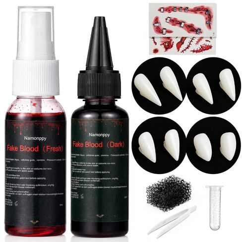 Halloween Vampire Makeup Kit Fake Blood Vampire Teeth for Halloween Cosplay in Kuwait