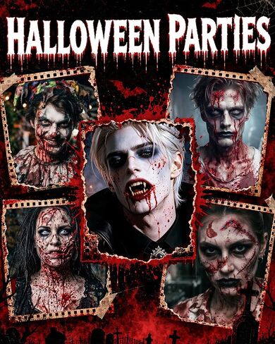Halloween Vampire Makeup Kit Fake Blood Vampire Teeth for Halloween Cosplay in Kuwait