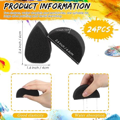 24 Pcs Face Paint Sponge Petal Oval Semicircular for Halloween Kids Adults in Kuwait