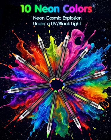 Lictin UV Glow in the Dark Face & Body Paint Markers, 10 Neon Makeup Pens in Kuwait
