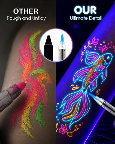 Lictin UV Glow in the Dark Face & Body Paint Markers, 10 Neon Makeup Pens in Kuwait