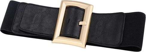 Ayliss المرأة واسعة حزام فستان مرن تمتد حزام خصر خمر موضة حزام مشبك حزام ريترو بولي Leather حزام جلد تأثيري in Kuwait