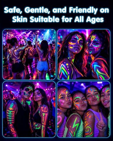 Lictin UV Glow in the Dark Face & Body Paint Markers, 10 Neon Makeup Pens in Kuwait