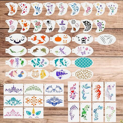 50PCS 3inch Face Painting Stencils, Reusable Templates for Face and Body Art, Makeup Stencils for Halloween, Parties, Festivals and Creative Painting in Kuwait