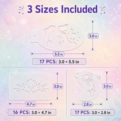 50PCS 3inch Face Painting Stencils, Reusable Templates for Face and Body Art, Makeup Stencils for Halloween, Parties, Festivals and Creative Painting in Kuwait