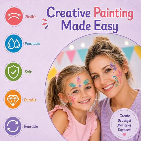 50PCS 3inch Face Painting Stencils, Reusable Templates for Face and Body Art, Makeup Stencils for Halloween, Parties, Festivals and Creative Painting in Kuwait