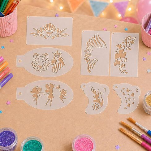 50PCS 3inch Face Painting Stencils, Reusable Templates for Face and Body Art, Makeup Stencils for Halloween, Parties, Festivals and Creative Painting in Kuwait