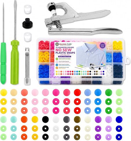 Mandala Crafts Size 20 12mm ½ in Assorted No Sew Plastic Snaps Kit in Kuwait