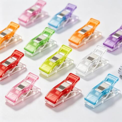 100 Sewing Clips & 200 Sewing Pins with Box for Fabric,Multipurpose Premium Quilting Clips Straight Pins for Supplies Crafting Tools,Assorted Colors Plastic Clips for Crafts,Bag Clips,Sewing Notions in Kuwait