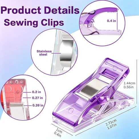 100 Sewing Clips & 200 Sewing Pins with Box for Fabric,Multipurpose Premium Quilting Clips Straight Pins for Supplies Crafting Tools,Assorted Colors Plastic Clips for Crafts,Bag Clips,Sewing Notions in Kuwait