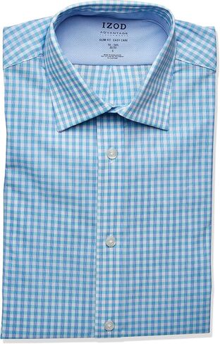 Izod Mens Dress Shirt Slim Fit Stretch Cool Fx Cooling Collar Check in Kuwait