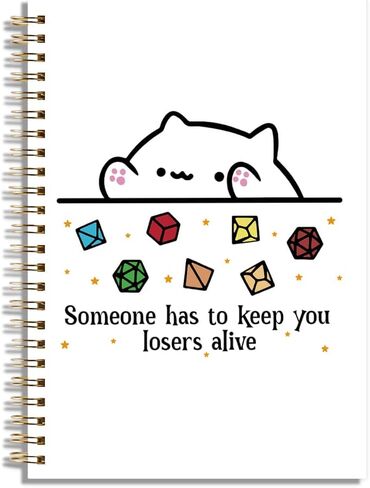 LONGXIN DnD Collection Class Character Notebook Journal Cat Throwing Dice DnD Dungeon Master Gifts Dungeons And Dragons Gifts for Women Girls Hardcover Spiral Notebook 5.8x8.3 in Kuwait
