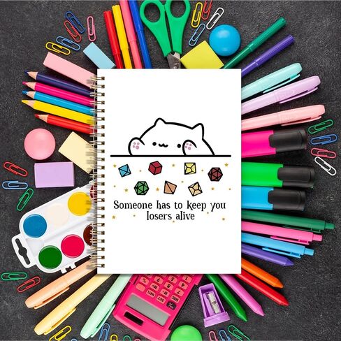 LONGXIN DnD Collection Class Character Notebook Journal Cat Throwing Dice DnD Dungeon Master Gifts Dungeons And Dragons Gifts for Women Girls Hardcover Spiral Notebook 5.8x8.3 in Kuwait