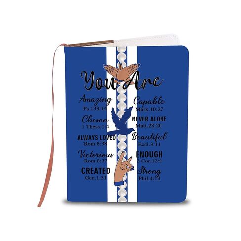 LQRI Blue And White Sorority Leather Notebook You Are Amazing Bible Verse Notebook 1920 Sorority Gift for Finer Women (Blue And White) in Kuwait