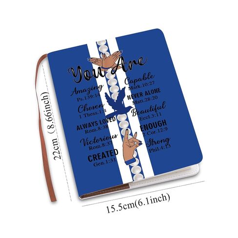 LQRI Blue And White Sorority Leather Notebook You Are Amazing Bible Verse Notebook 1920 Sorority Gift for Finer Women (Blue And White) in Kuwait