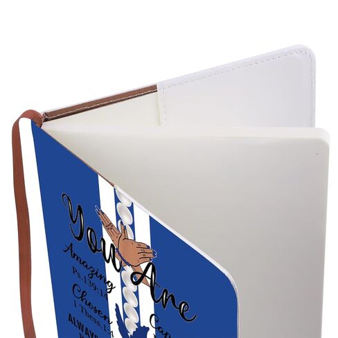 LQRI Blue And White Sorority Leather Notebook You Are Amazing Bible Verse Notebook 1920 Sorority Gift for Finer Women (Blue And White) in Kuwait