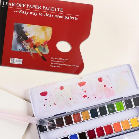 Red Paper Paint Palette Book for Acrylic, 36 Sheets, Leak Resistant in Kuwait