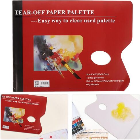 Red Paper Paint Palette Book for Acrylic, 36 Sheets, Leak Resistant in Kuwait
