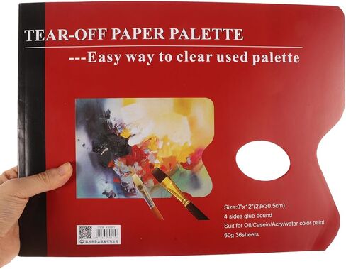 Red Paper Paint Palette Book for Acrylic, 36 Sheets, Leak Resistant in Kuwait