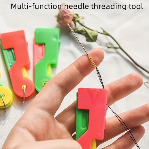 1PC Automatic Needle Threader – Multifunctional Plastic Sewing Tool for Easy Threading, Random Color, Random in Kuwait