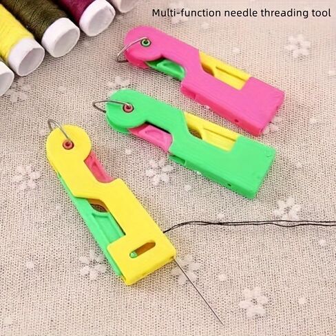 1PC Automatic Needle Threader – Multifunctional Plastic Sewing Tool for Easy Threading, Random Color, Random in Kuwait