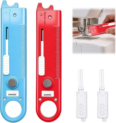 4-in-1 Sewing Threader Tool with Seam Ripper, Magnetic Sewing Guide for Sewing Machine, Built-in Ruler and Magnifier, Quick Threading Sewing Tools (Blue+Red) in Kuwait