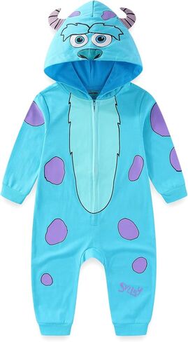 Disney Monsters Inc Boys’ Costume Zip Up Hooded Coverall for Newborn, Infant and Toddler – Blue or Green in Kuwait