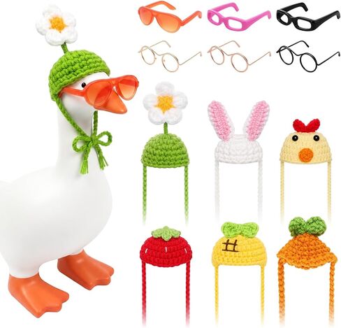 12Pcs 7Inch Desk Goose Outfits Knit Hats Sunglasses Desk Accessories Decor in Kuwait