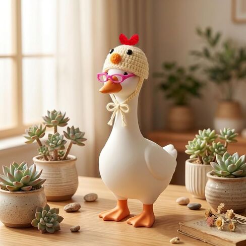 12Pcs 7Inch Desk Goose Outfits Knit Hats Sunglasses Desk Accessories Decor in Kuwait