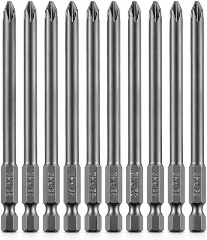 VESTTIO Phillips Cross Slot PH2#2 Long Screwdriver Bit Set 10PCS 1/4 Inch Hex Shank 4 Inch/100 mm Length S2 Steel with Magnetic for Power Screwdriver Drill Impact Driver in Kuwait