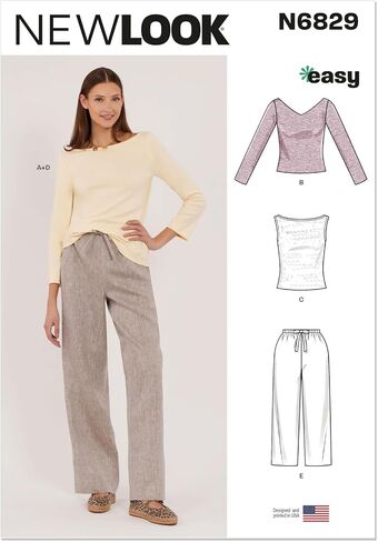 New Look N6829 Women's Pants in Two Lengths & Knit Tops Sewing Pattern, Sizes XS-XL in Kuwait