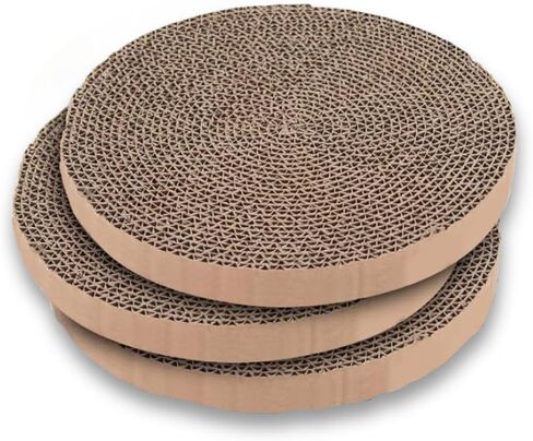 Scratch and Spin Cat Scratcher Replacement Pads for Active Play, Natural Recycled Corrugated Cardboard, Supports Pet Behaviors, Relieves Stress - 3 Count in Saudi Arabia