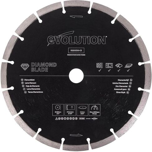 Evolution 9 Inch Premium Diamond Blade With Segmented Edge And High Diamond Concentration, 7/8 In Bore,Orange in Kuwait