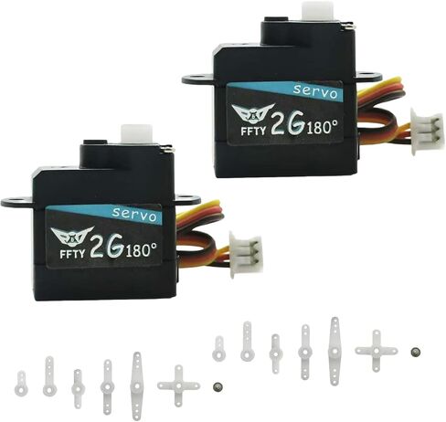 2PCS 2G Plastic Gear Mini Servo, 3.7-5V RC Micro Digital Servos Kit for RC Helicopter Airplane Car Boat & Robot Parts (JR Connector) in Kuwait