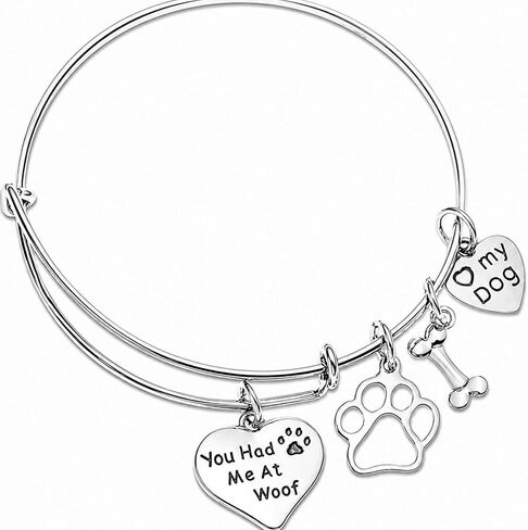 Infinity Collection Dog Charm Bracelet - Paw Print Jewelry- Dog Lovers Bracelet- Dog Owner Bangle - Gift for Dog Lovers in Kuwait