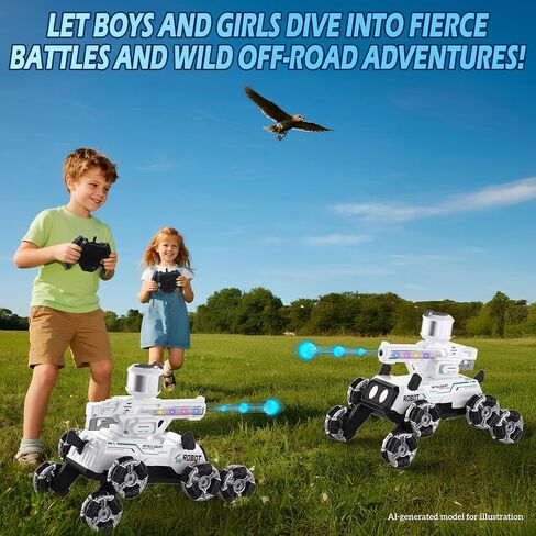 Godboat Robot Dog - ألعاب ذكية للأطفال مع موسيقى وعيون LED، سيارة RC بتردد 2.4 جيجا هرتز، 8 عجلات، 9+ حركات واقعية وإطلاق النار على الماء، للأعمار 3 4 5 6 7 8 سنوات للأولاد والبنات هدايا عيد الميلاد وأعياد الميلاد 2026 in Kuwait