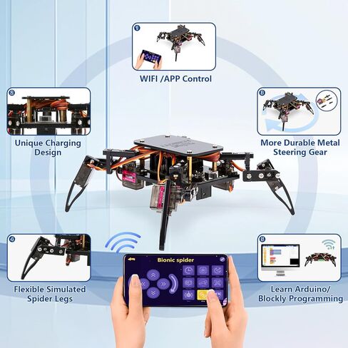 ACEBOTT Science Kits Spider Robot Building Kit STEM Crawling Robot Gifts for Kids Boys Ages 8-12 Girls, Scientific Coding Robotic Technic Creative DIY Toys for Birthday in Kuwait