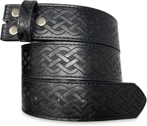 BC Belts Leather Belt Strap with Embossed Celtic Knot Weave Pattern 1.5" Wide with Snaps in Kuwait