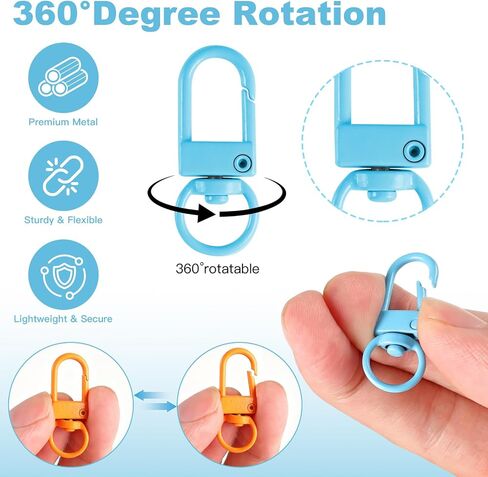 Phinus Keychain Clips 70P, Swivel Snap Lobster Claw Keychain Clasps, 15 Color Key Chain Hooks for DIY, Bag Charm, Purse Accessories, Craft Making Supplies in Kuwait